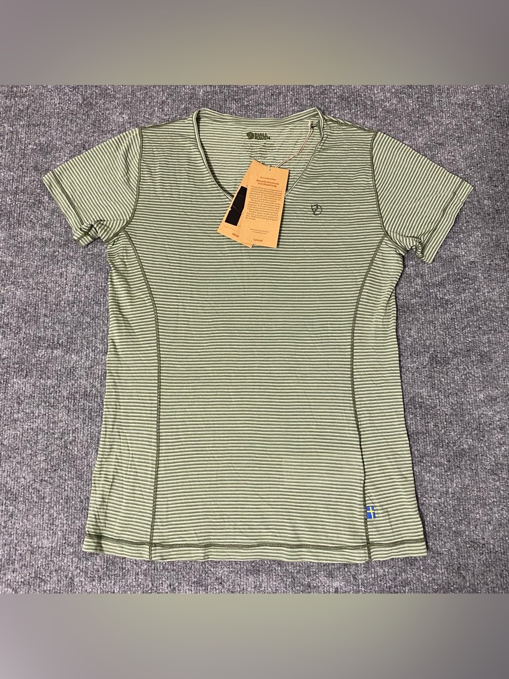 Fjallraven Abisko Cool Patina Green Stripe Womens Medium Shirt NWT